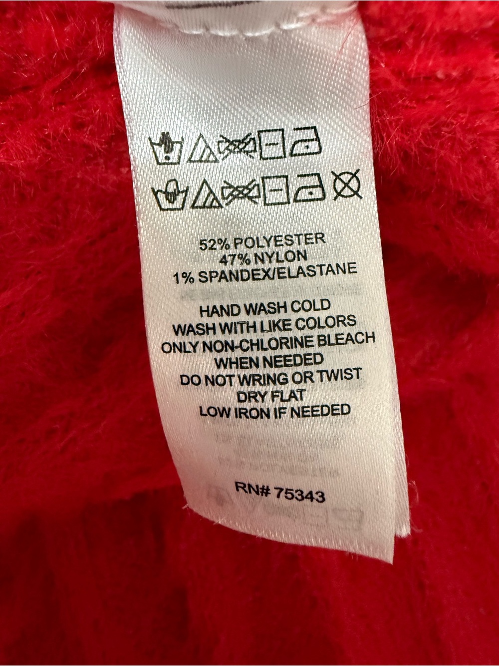 Jessica Simpson Red Fuzzy Eyelash Sweater | Mock Neck | Cozy Plush Knit | Size L - Picture 7 of 10